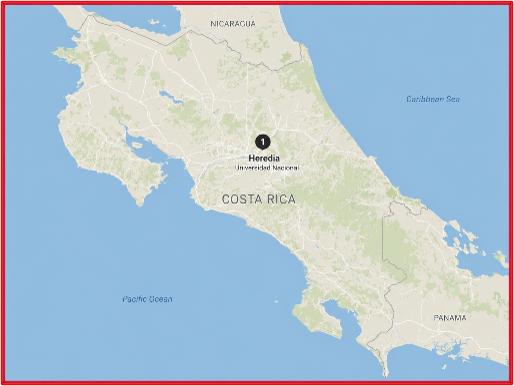 Mapa de la Universidad Nacional en Heredia, Costa Rica