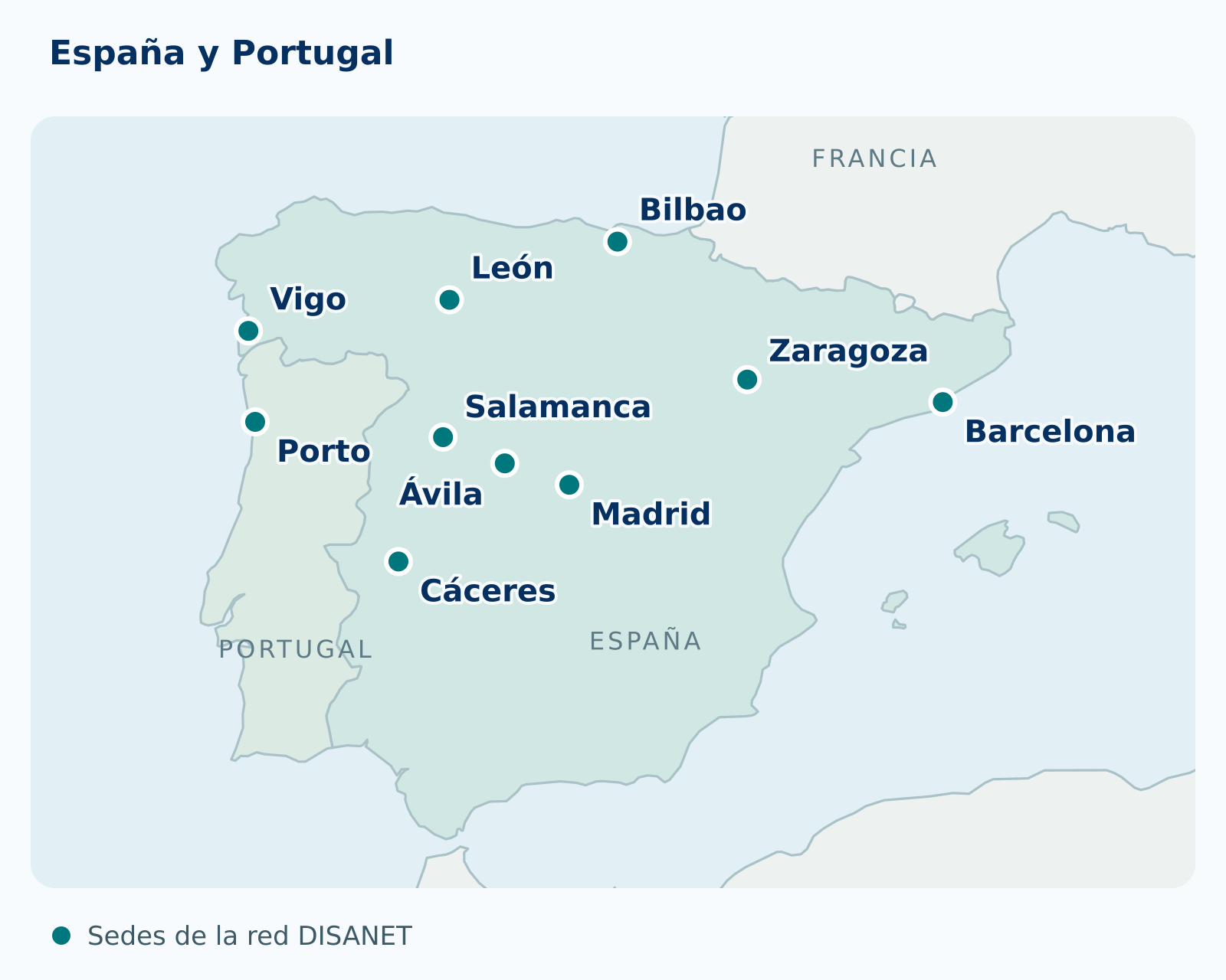 Mapa de universidades participantes en España y Portugal